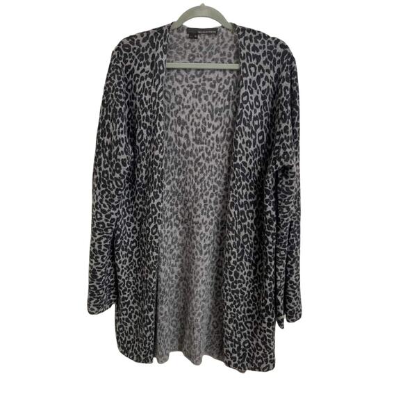 360 Cashmere‎ Gray Cheetah Print Open Cardigan Size Large - Picture 1 of 4